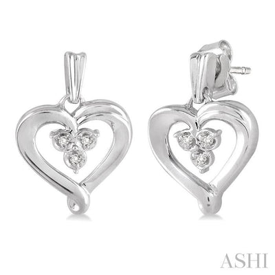 Silver Heart Shape Diamond Fashion Earrings