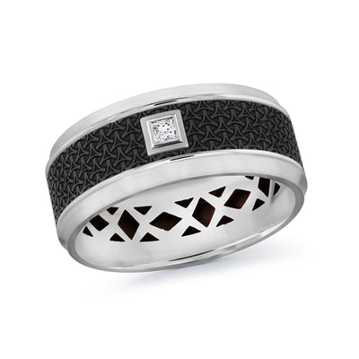 Men's Carbon Fiber & Diamond Wedding Ring