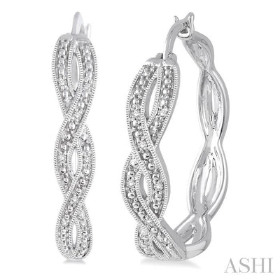 Silver Infinity Diamond Fashion Hoop Earrings