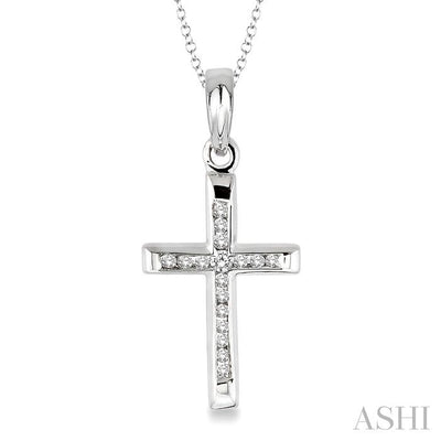 Silver Cross Channel Set Diamond Fashion Pendant