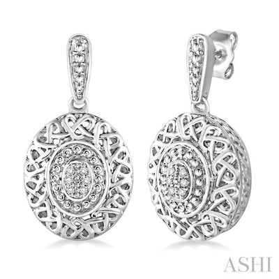 Silver Oval Shape Diamond Earrings