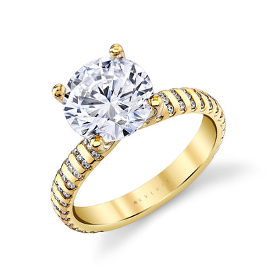 Round Diamond Wide Band Engagement Ring