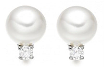 Pearl & Diamond Stud Earrings