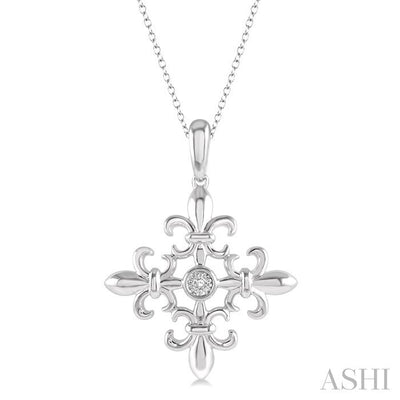 Silver Fleur De Lis Diamond Fashion Pendant