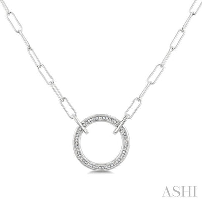 Silver Round Shape Paperclip Diamond Fashion Pendant
