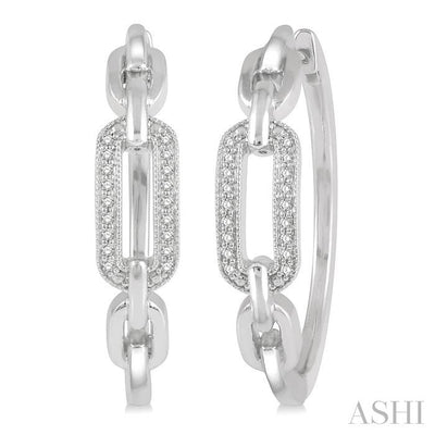 Silver Paperclip Diamond Fashion Hoop Earrings