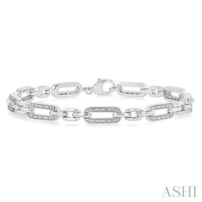 Silver Paperclip Diamond Fashion Bracelet