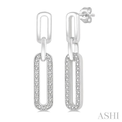 Silver Paperclip Diamond Fashion Long Earrings