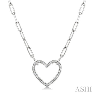 Silver Heart Shape Paperclip Diamond Fashion Pendant