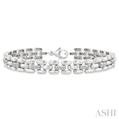 Silver Bold Panther Link Diamond Fashion Bracelet