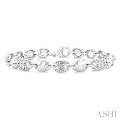 Silver Bold Mariner Link Diamond Fashion Bracelet