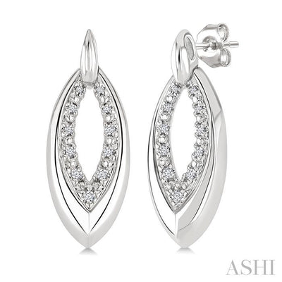 Silver Bold Marquise Shape Diamond Fashion Earrings
