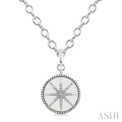 Silver Compass Medallion Diamond Fashion Pendant