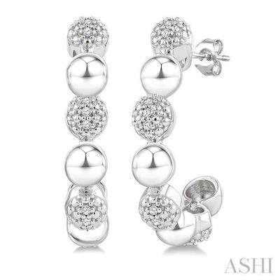 Bead Bijoux Silver Bold Diamond Half Hoop Earrings