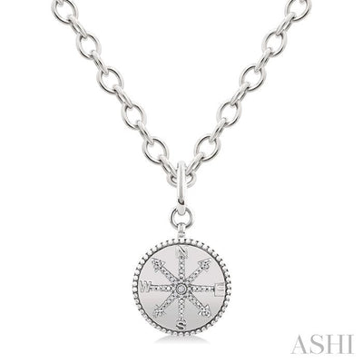 Silver Compass Medallion Diamond Fashion Pendant