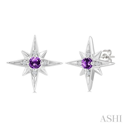 Silver Star Gemstone & Diamond Fashion Earrings