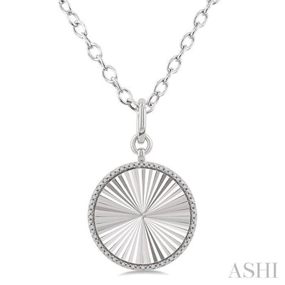 Silver Circle Fluted Medallion Diamond Pendant
