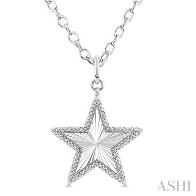 Silver Star Fluted Medallion Diamond Pendant