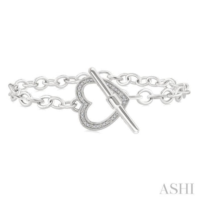 Silver Heart Toggle Diamond Fashion Bracelet