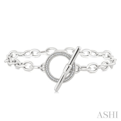 Silver Circle Toggle Diamond Fashion Bracelet