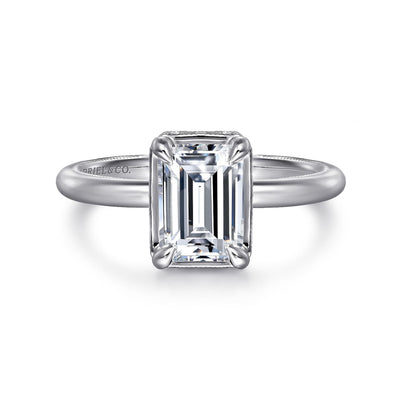 Emerald-cut Diamond Hidden Halo Engagement Ring
