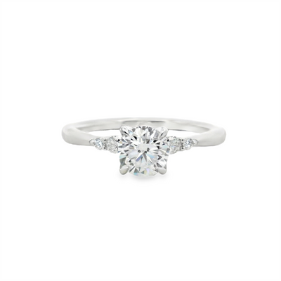 Round Diamond Straight Band Engagement Ring