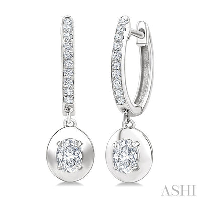 Oval Shape Diamond Huggie Fashion Earrings