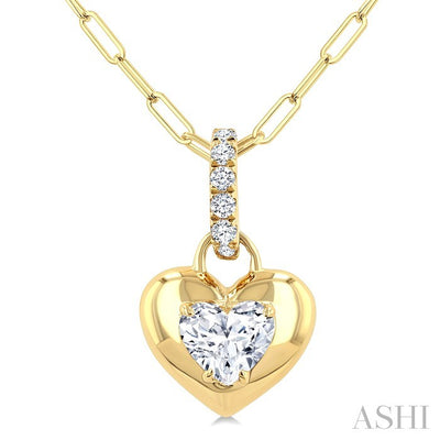 Heart Shape Paperclip Diamond Fashion Pendant