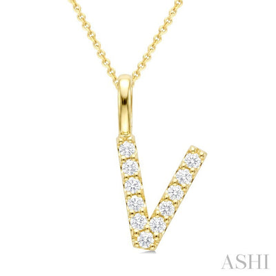 Classic 'V' Initial Diamond Pendant