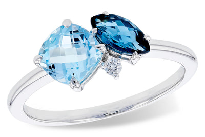 London Blue Topaz, Sky Blue Topaz, & Diamond Fashion Ring