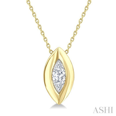Marquise Shape Bezel Set Bubble Diamond Pendant