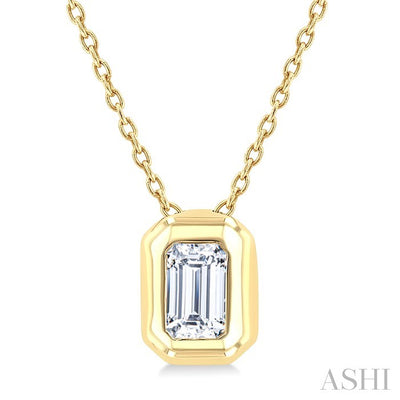 Emerald Shape Bezel Set Bubble Diamond Pendant