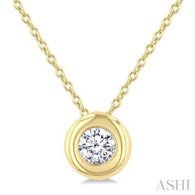 Round Shape Bezel Set Bubble Diamond Pendant