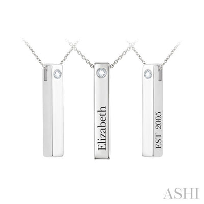 'Elizabeth, Est 2005' Gemstone Engraved Bar Name Pendant
