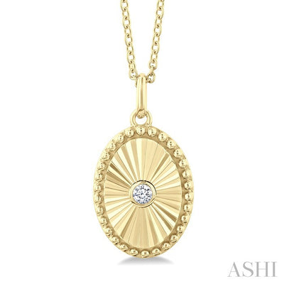 Oval Shape Fluted Medallion Diamond Pendant