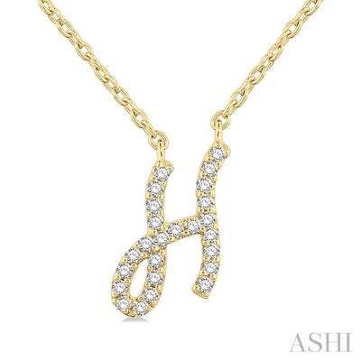 Script 'H' Initial Diamond Pendant