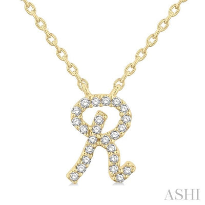 Script 'R' Initial Diamond Pendant