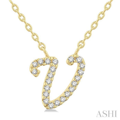 Script 'V' Initial Diamond Pendant