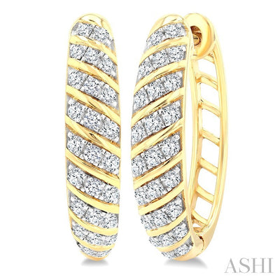 Ribbed Diamond Hoop Earrings