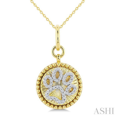 Dog Paw Fluted Medallion Diamond Fashion Pendant