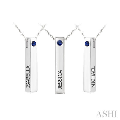 'Isabella, Jessica, Michael' Gemstone Engraved Bar Name Pendant