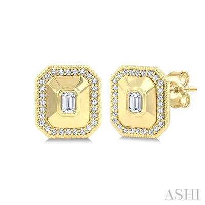 Emerald Shape Art Deco Diamond Fashion Earrings
