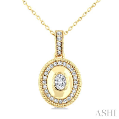 Oval Shape Art Deco Diamond Fashion Pendant