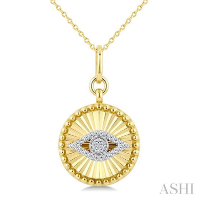 Evil Eye Fluted Medallion Diamond Fashion Pendant