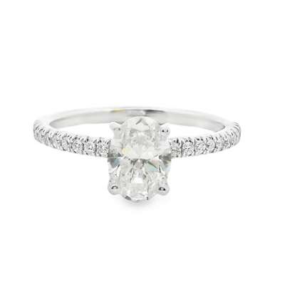 Oval Diamond Straight Band Engagement Ring