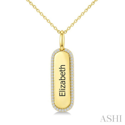 'Elizabeth' Diamond Engraved Tag Name Pendant