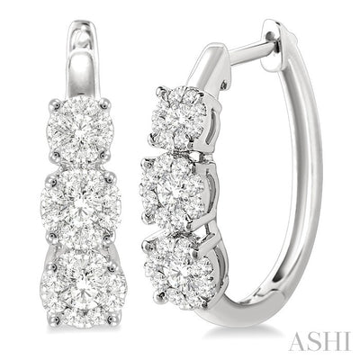 Round Shape Past Present & Future Lovebright Essential Diamond Hoop Earrings