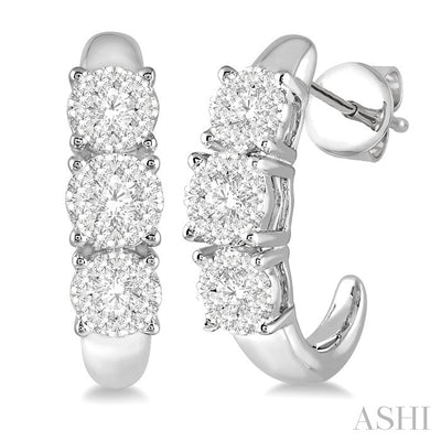Round Shape Past Present & Future Lovebright Essential Diamond Half Hoop Earrings
