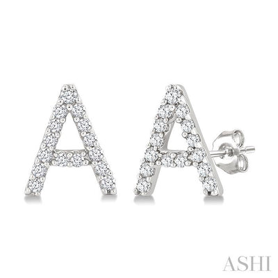 Block 'A' Initial Diamond Earrings