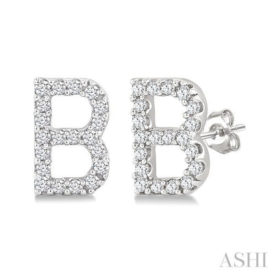 Block 'B' Initial Diamond Earrings